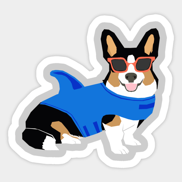 Tri Corgi Shark Dog Sticker by friendlypets